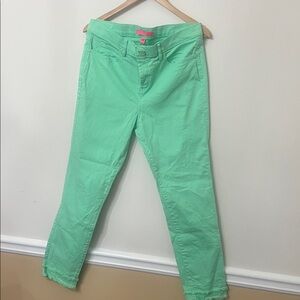 Lilly Pulitzer Seafoam Green Stretch Cropped Jeans Size 12 Preppy Resort Style